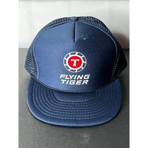 Vintage Flying Tigers Trucker blue rope Hat Snap Back Cap Mesh Nos new